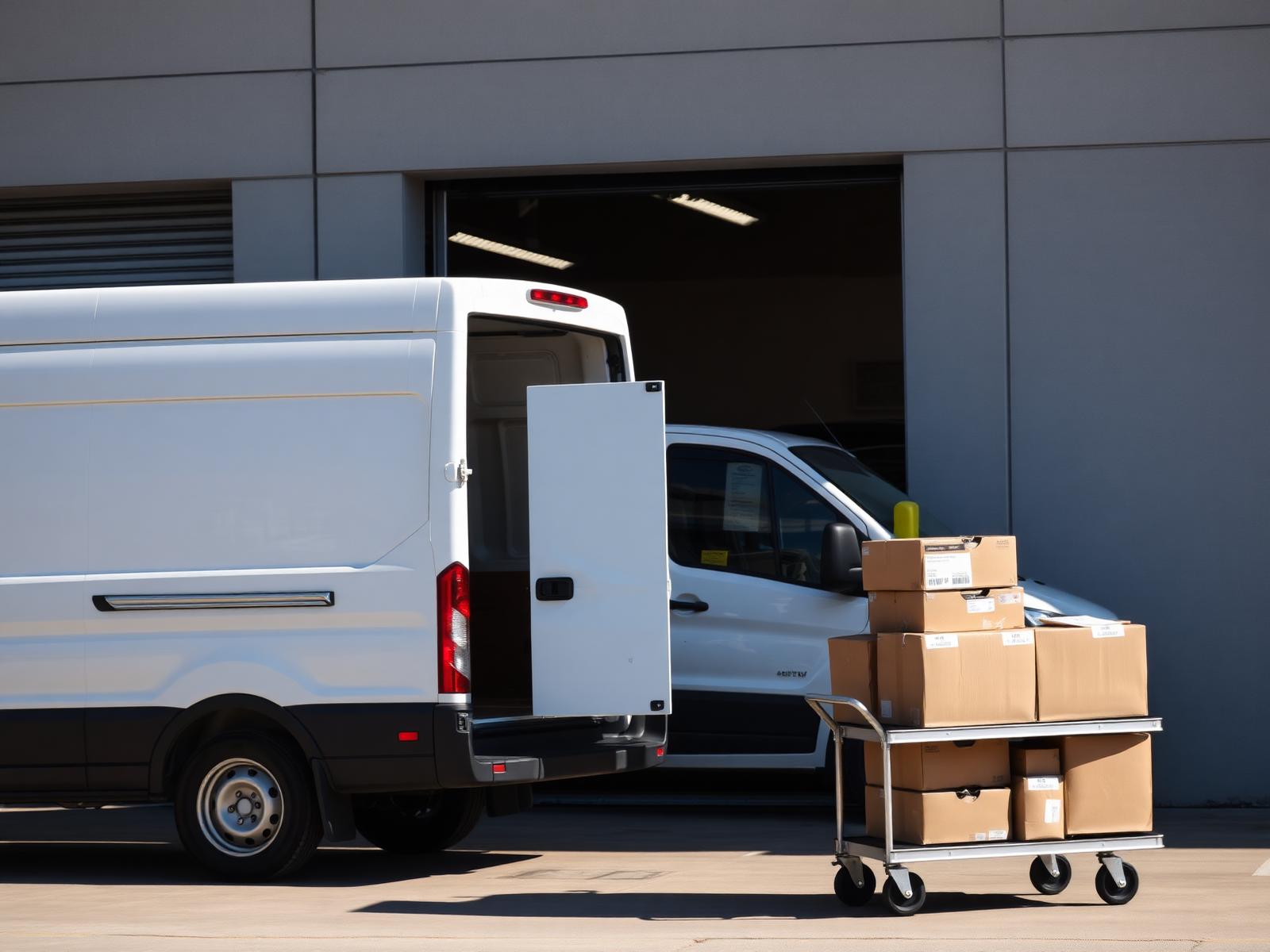 Our delivery van loading parts at the Fullerton warehouse