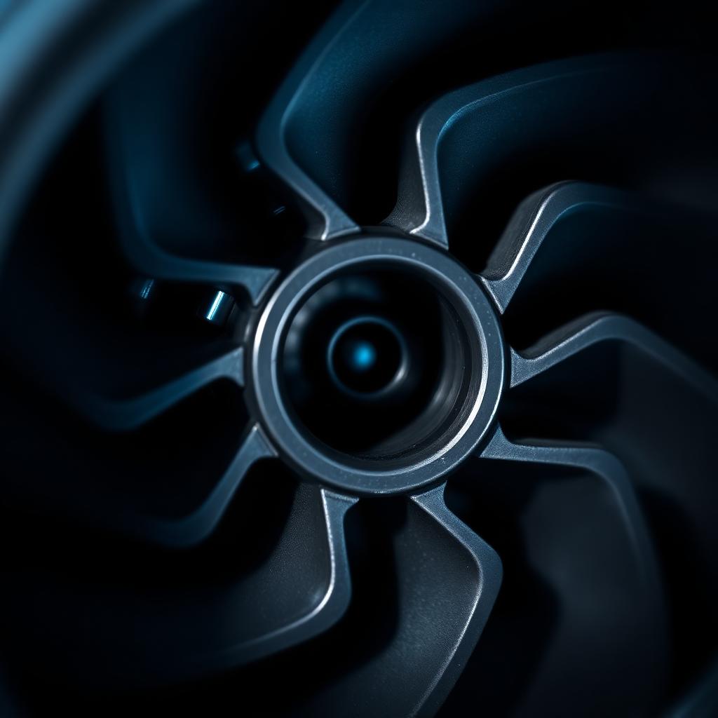 Macro detail of water pump impeller vanes