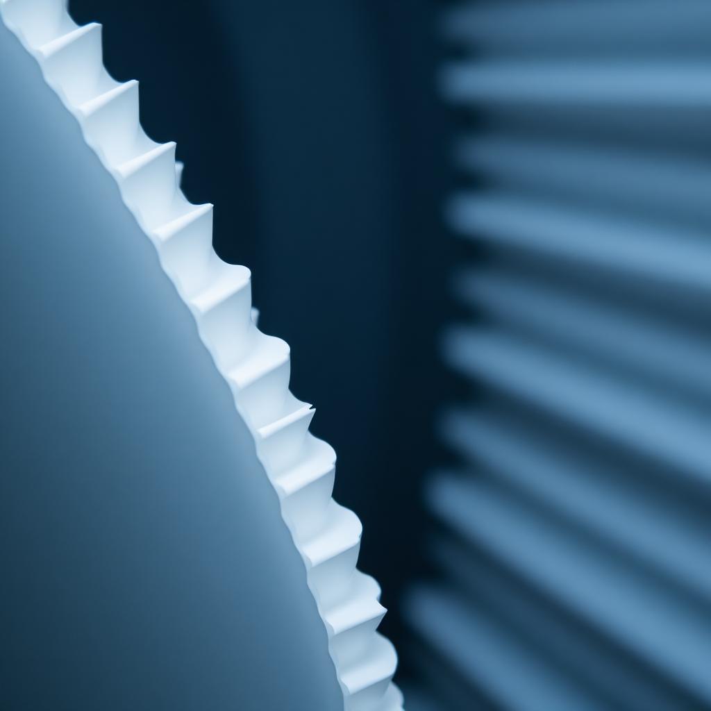 Macro detail of the ridge line of pleated filter media