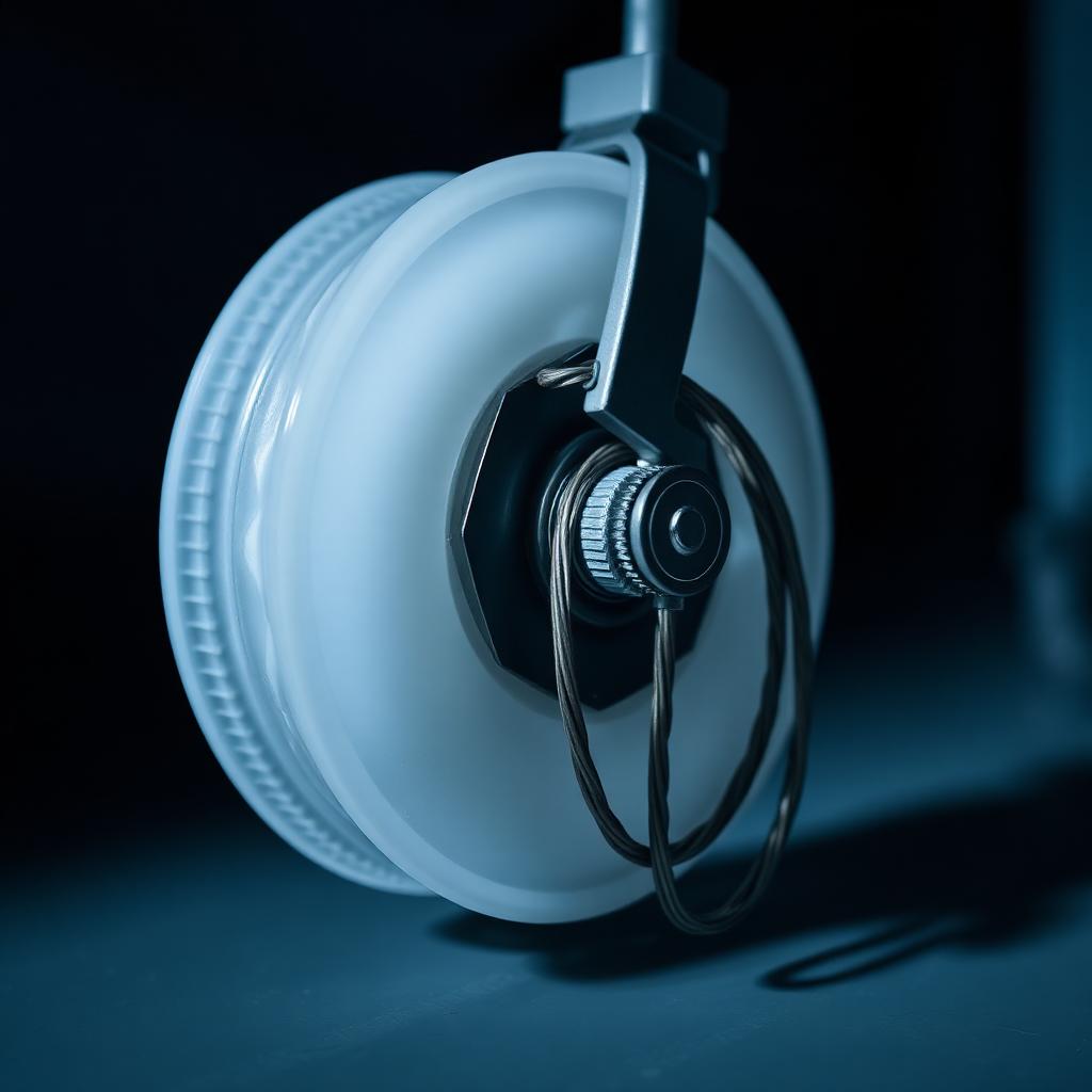 Macro detail of a window regulator cable on its drum
