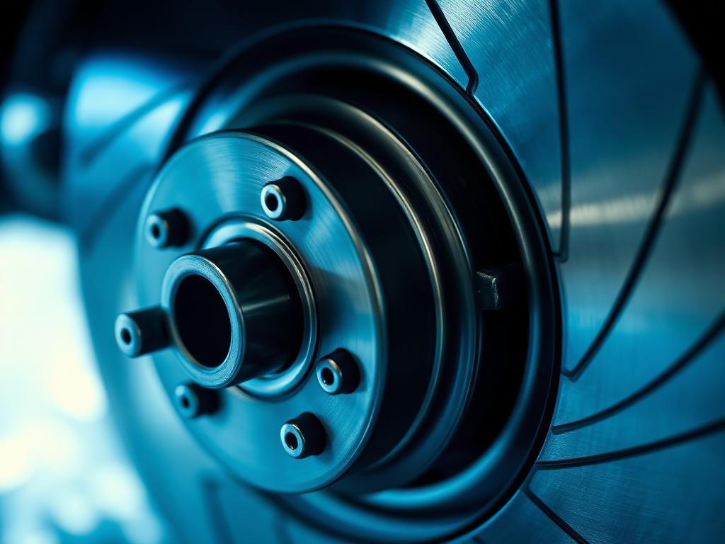 Macro detail of brake rotor cooling vanes edge-on