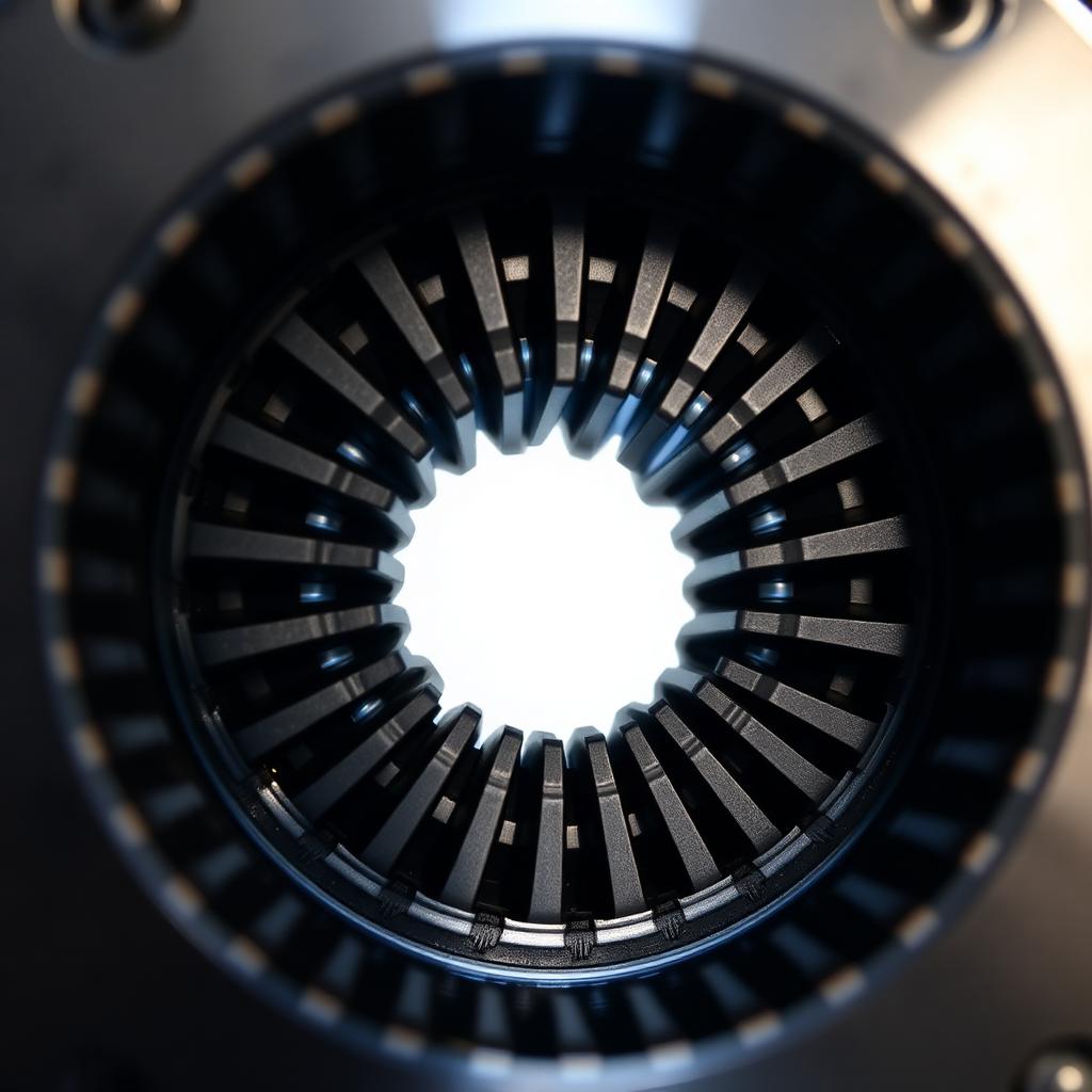 Macro detail of clutch pack friction plate teeth