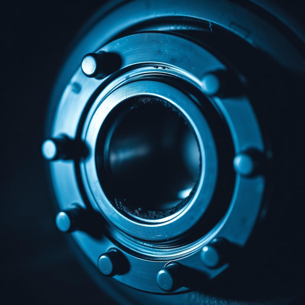Macro detail of a hub bearing race and its rollers